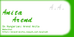 anita arend business card